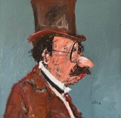 Portrait au chapeau haut de forme
90 x 90 cm